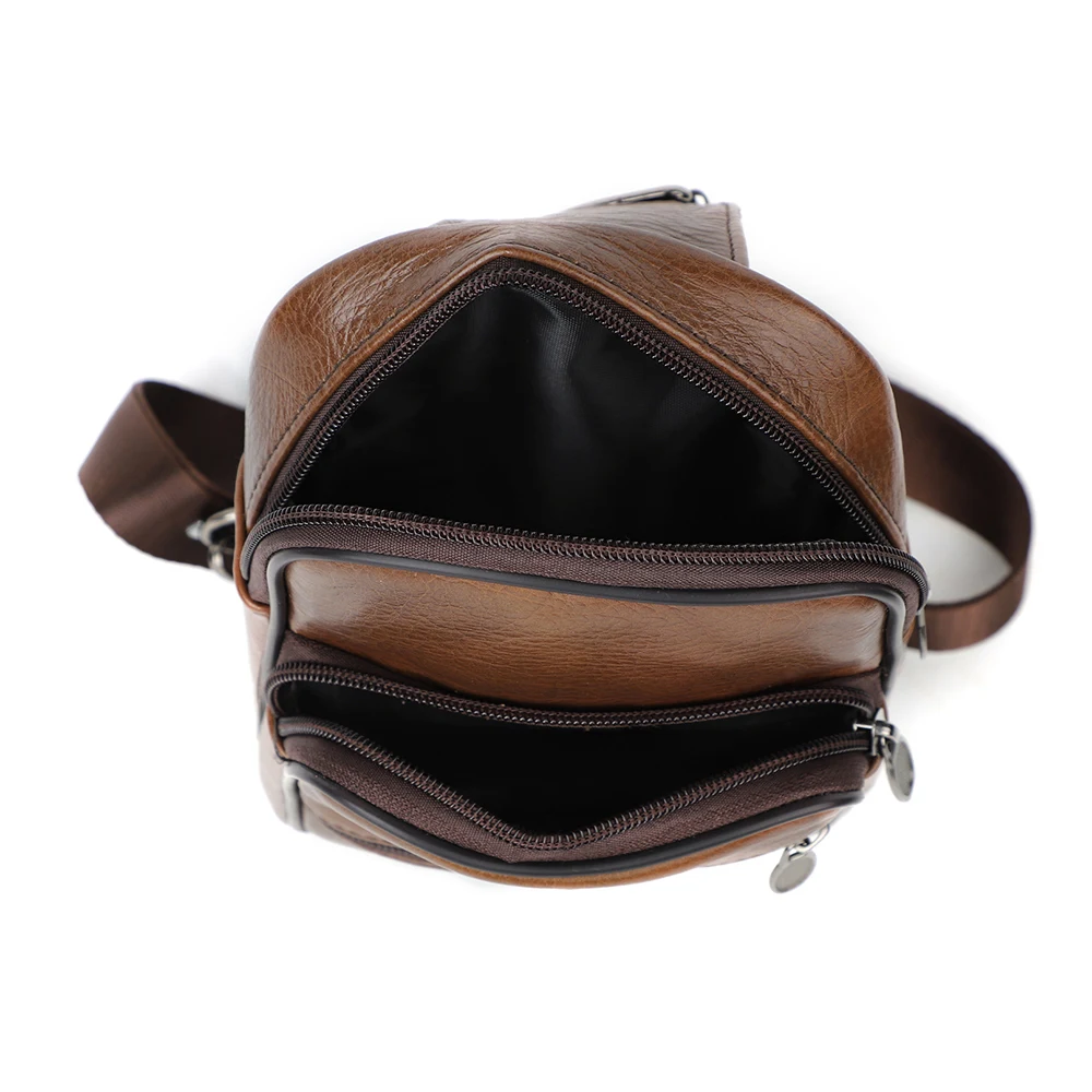 New top layer cowhide outdoor chest shoulder bag for men's creative fashion bag casual leather retro chest bag