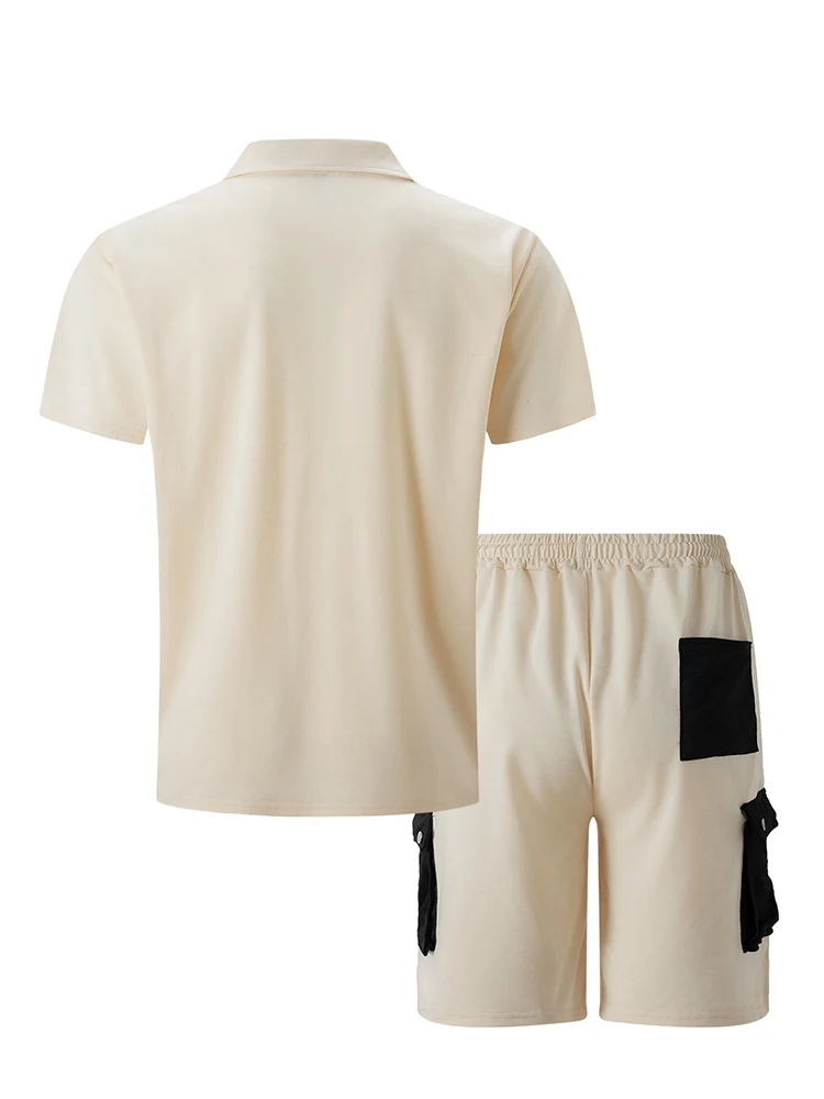 أطقم رجالية صيفية كاجوال لعام 2026، قمصان بأكمام قصيرة وشورتات بتصميم عتيق متعدد الجيوب، ملابس رجالية عصرية للشارع