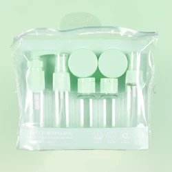 7 - Piece Portable Travel Bottle Set for Toiletries and Skincare (Green)