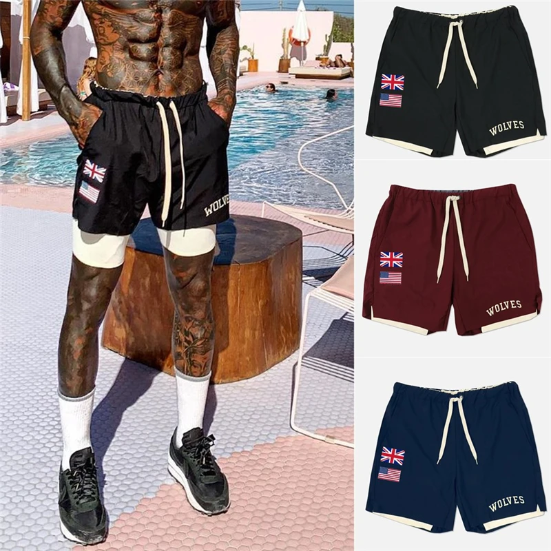 

High Quality Running Shorts Men Gym Shorts 2 In 1 Running Sport Shorts Fitness Workout GYM Shorts Training Jogging Short Pants