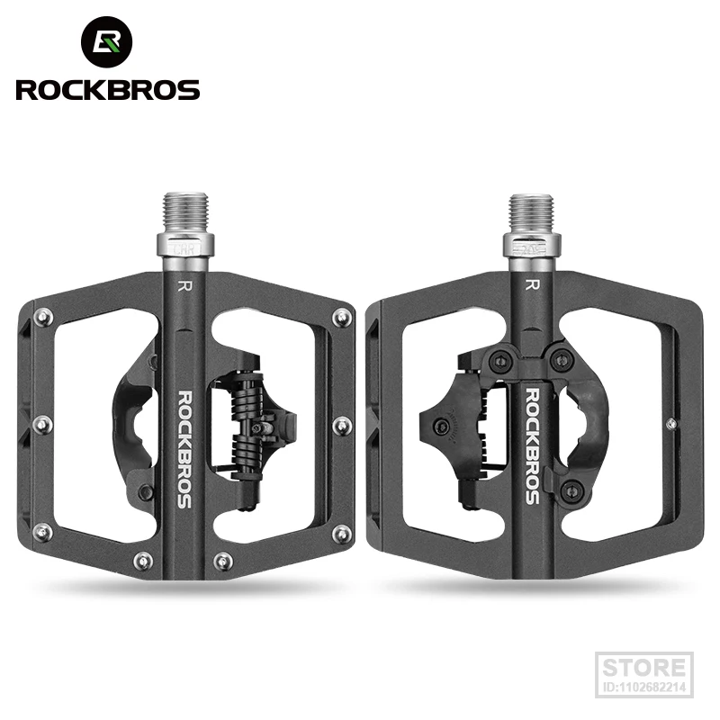 

ROCKBROS 2 In 1 Bicycle Lock Pedal With Free Cleat For SPD System MTB Road Aluminum Anti-slip Sealed Bearing Accessories