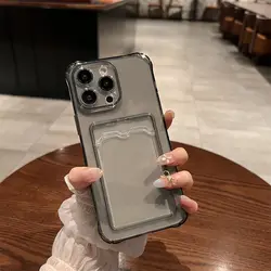 Clear Shockproof Card Holder Wallet Phone Case - Soft Silicone Cover for Infinix Hot 40 (BK - KBFSKS)