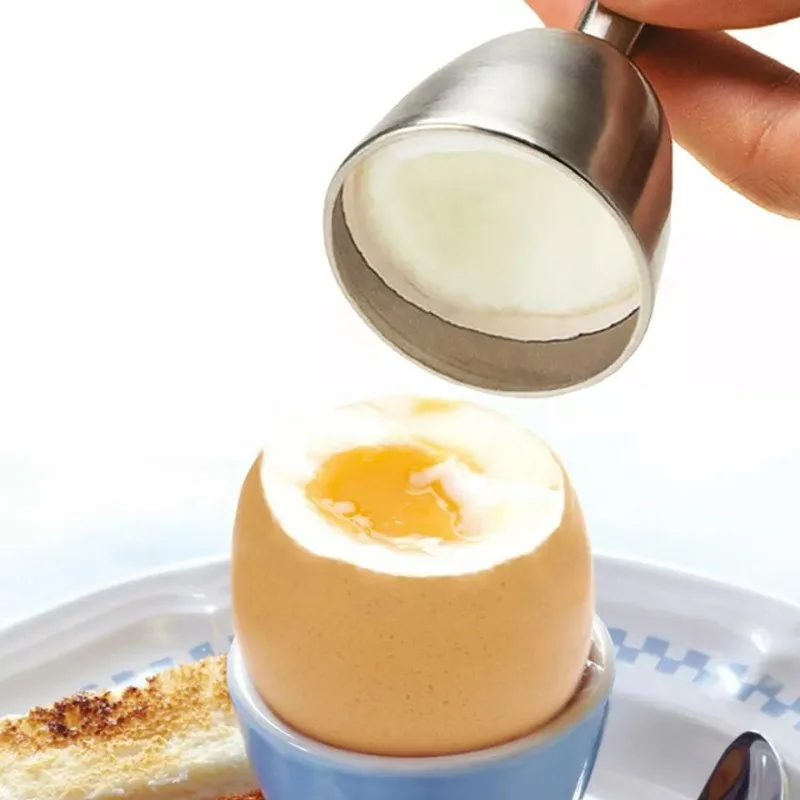 Stainless Steel Egg Topper Cutter Kitchen Tool for Hard Boiled Eggs Shell Remover Precision Eggshell Opener Breakfast Gadget