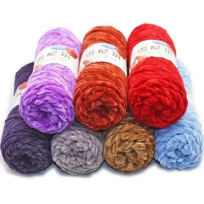 Luxurious Gold Velvet Polyester Yarn – 100g/130m for DIY Knitting Projects