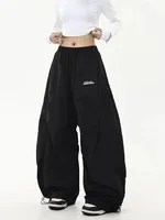 Retro Y2K Hip Hop Streetwear Casual Chic Matching Sweatpant Oversize Women's Wide Leg Pant Low Waist Drawstring Lady Cargo Pants - Image 2