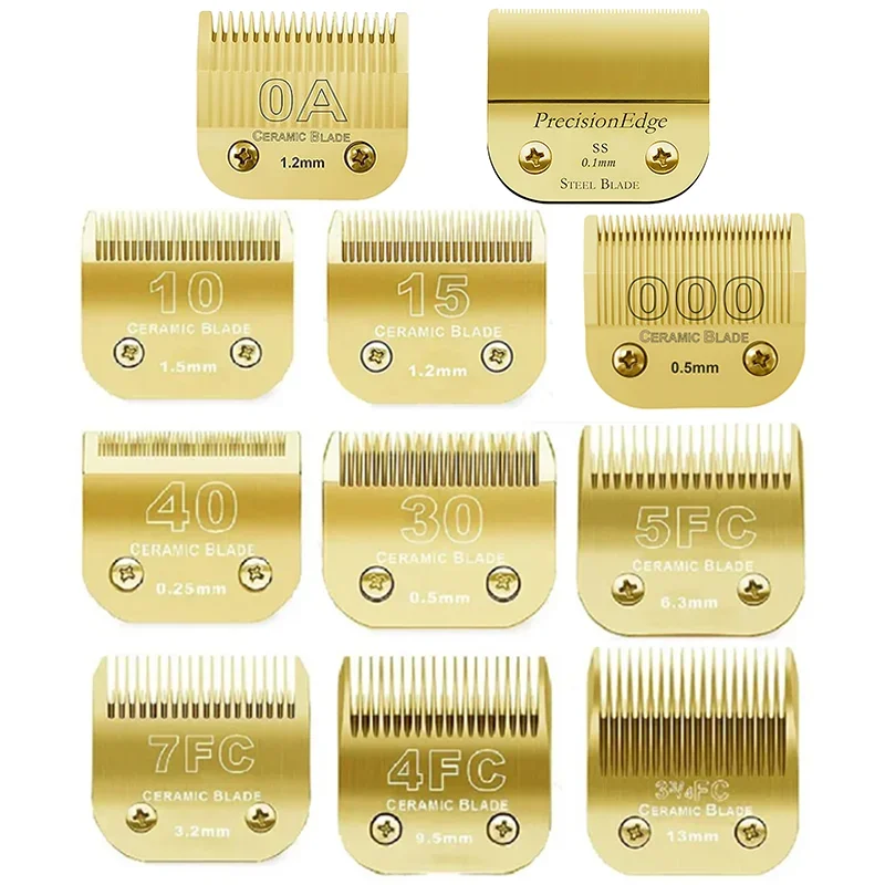 7FC/5FC/4FC/#10/#15/#30/#40 Detachable Pet Dog Clipper Ceramic Pro Blades Set For Andis,Oster A5,Wahl KM10 Series Clippers