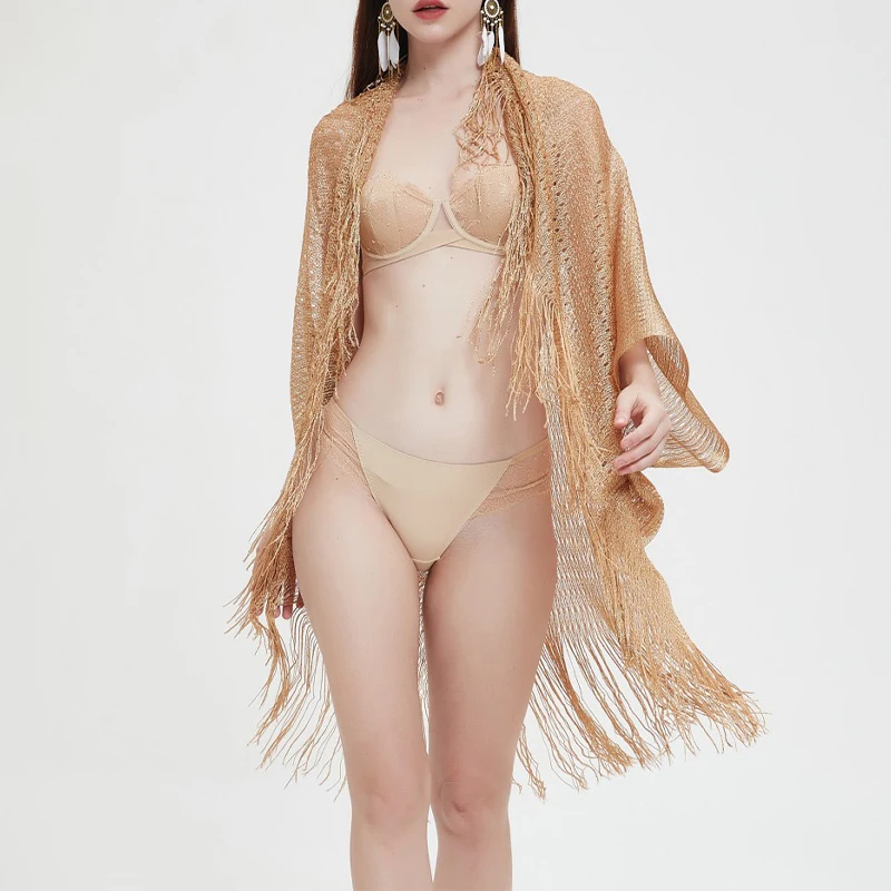14 Styles Sexy Tassel Sun Protection Shawl Summer Bikini Blouse Swimming Beach Cape Cover-up Women Boho Hollow Out Cardigan Wrap