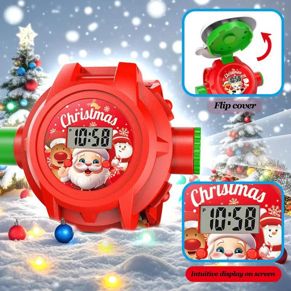 1pc-Christmas Children's Projection Watch Santa Claus Cartoon Design for Boys and Girls, Is An Ideal Christmas Gift.