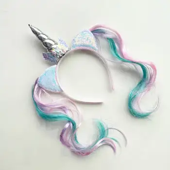 Unicorn Birthday Girl Headband Baby Shower Party Cute Kids Hair Hoop Hairbands Accessories Unicorn Birthday Party Decor Headwear 2