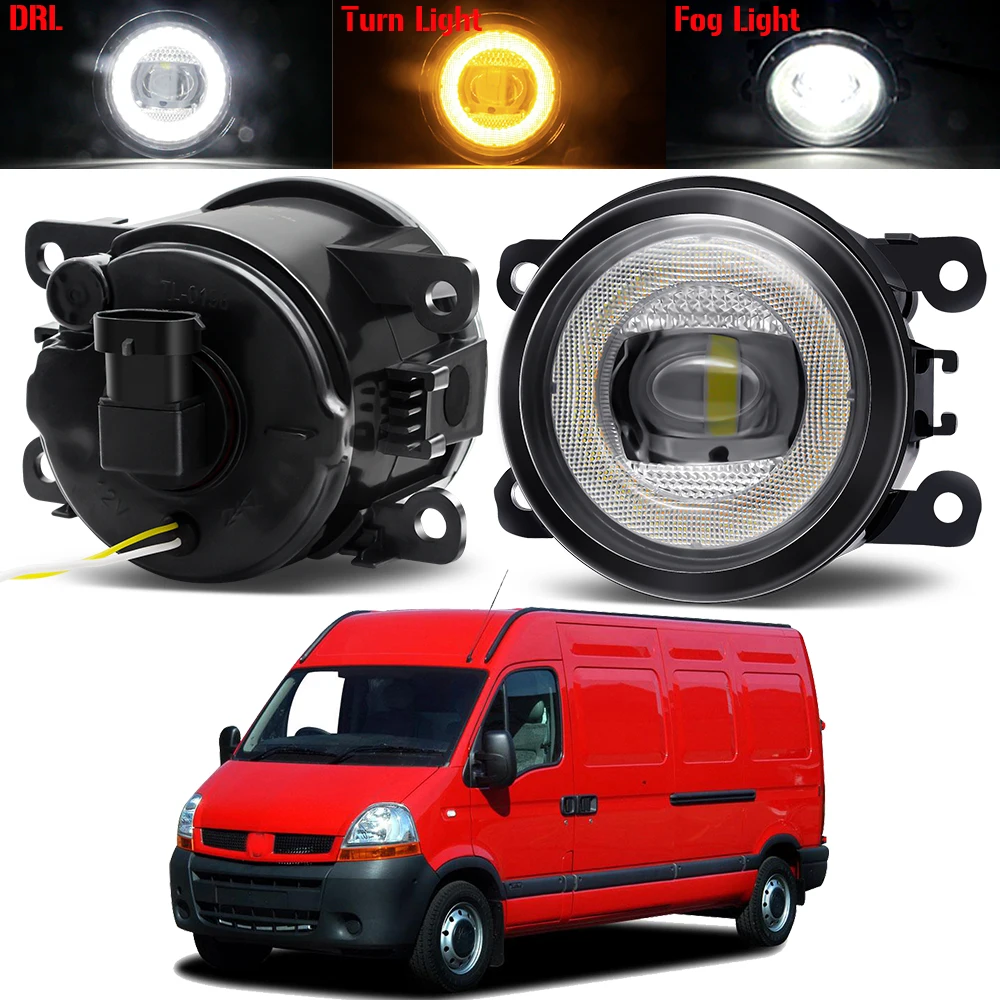 

2X30 Вт ангельские глазки Противотуманные фары в сборе MPV светодиодный противотуманный сигнал поворота дневные ходовые огни 8000 лм H11 12 В для Renault Master II 1998-2010