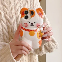 Whimsical 3D Fortune Cat Silicone Shockproof Phone Case - iPhone 12 Pro (SY026)