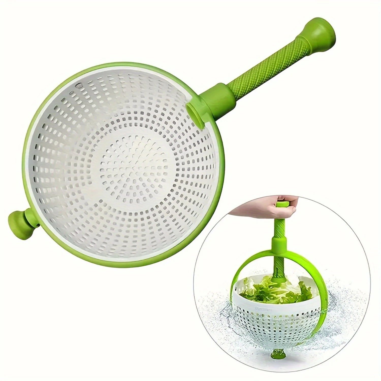Abs" All-In-One Fruit And Vegetable Washer And Dryer-Rotating, Manual Operation For Easy Salad Prep