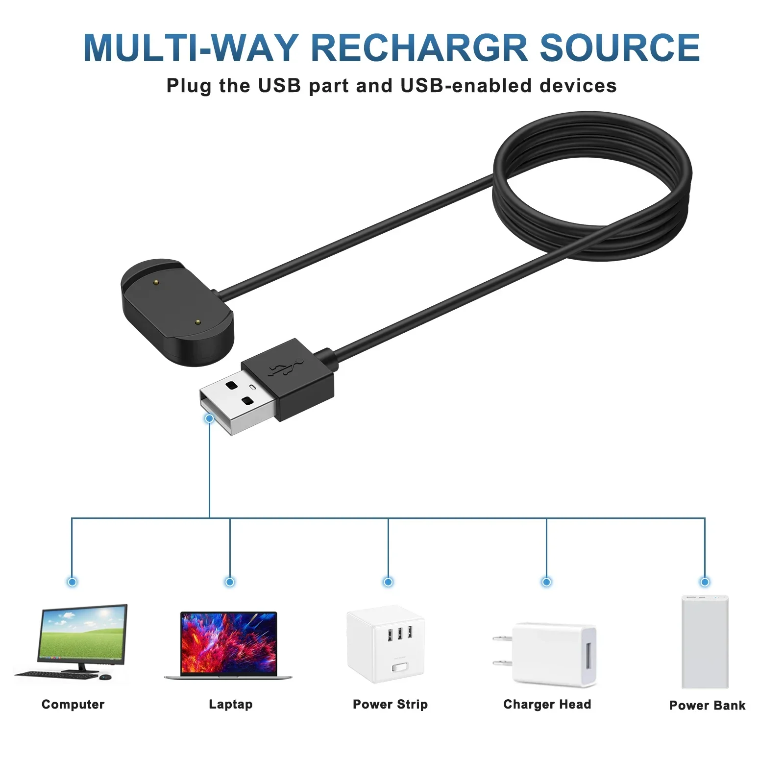 Universal Smartwatch USB Charging Cable and Dock
