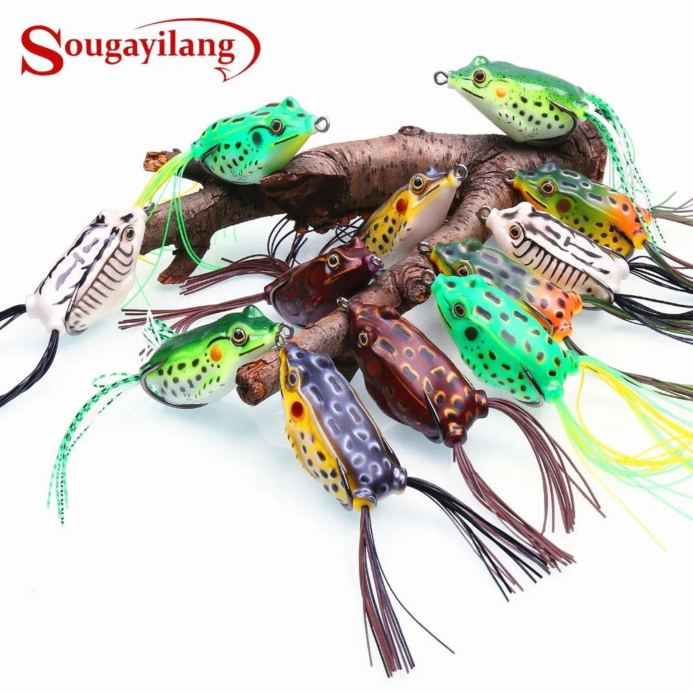 Topwater Frog Fishing Lure 2 Stainless Steel Hooks Soft Artificial Lure Bait Lifelike Lures Bass Saltwater Freshwater Fishing