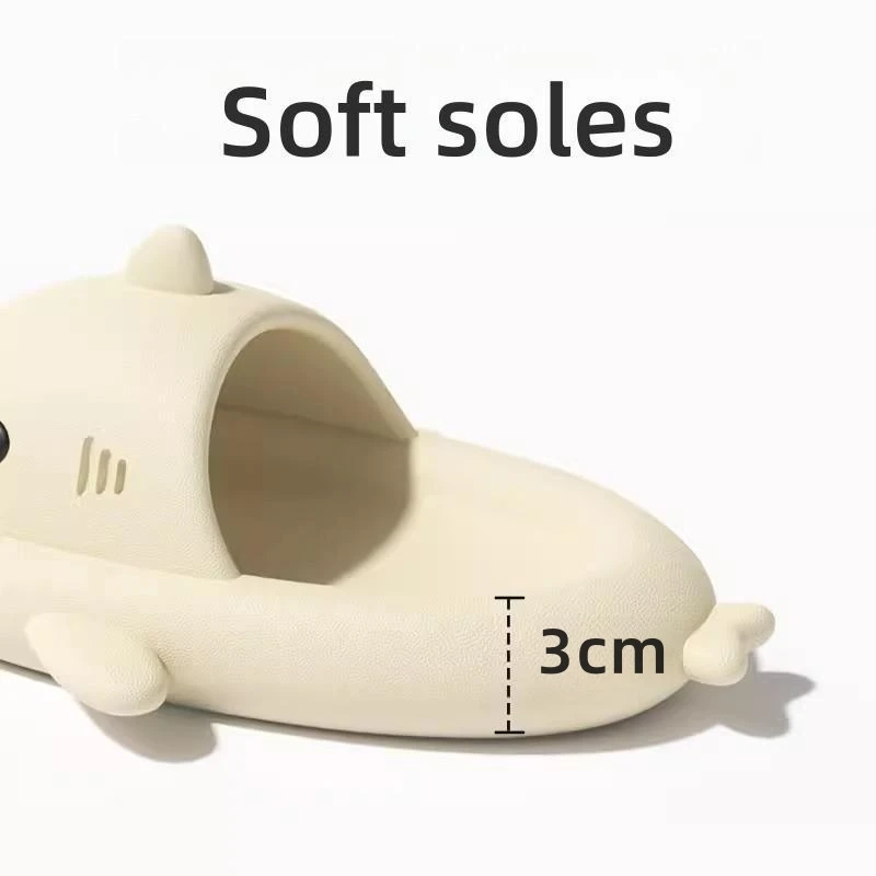 Women Shark Slippers Cute Summer Home Anti-skid EVA Kid Sandals Bathroom Flip Flops Men Outdoor Cool Beach Solid Color Slides 6