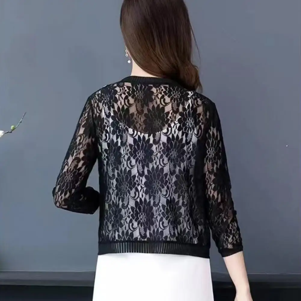 여성용 캐주얼 레이스 가디건, 트렌디 상의, 경량, 짧은 상의, 커버 업 스트리트웨어, 여름