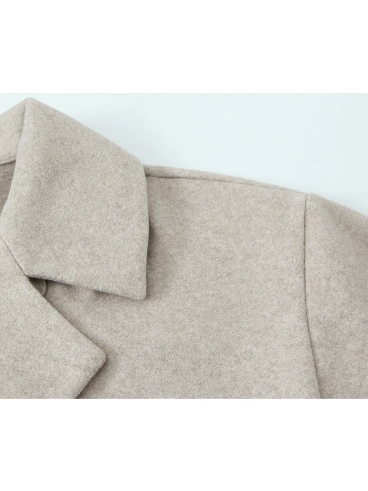 Elegant Woolen Coat For Ladies Solid Loose Lapel Loose Fit Long Sleeve Jacket Female 2025 Autumn Winter Chic Commuting Outfit