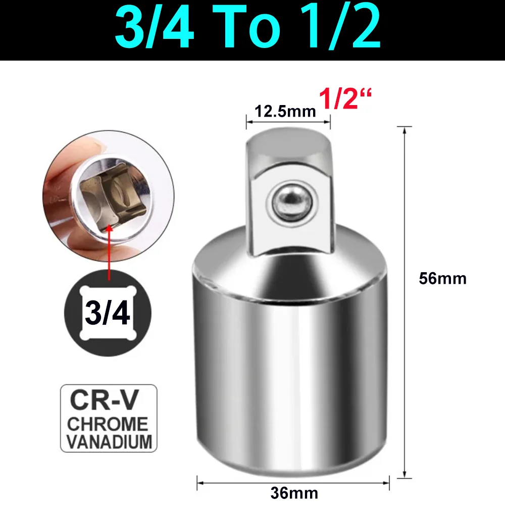 Ratschenschlüssel-Steckschlüsseladapter 3/4 Zoll auf 1/2 Zoll auf 3/8 Zoll auf 1/4 Zoll Edelstahl auf 1/4 Zoll auf 1/2 Zoll auf 3/8 Zoll – Detail 7