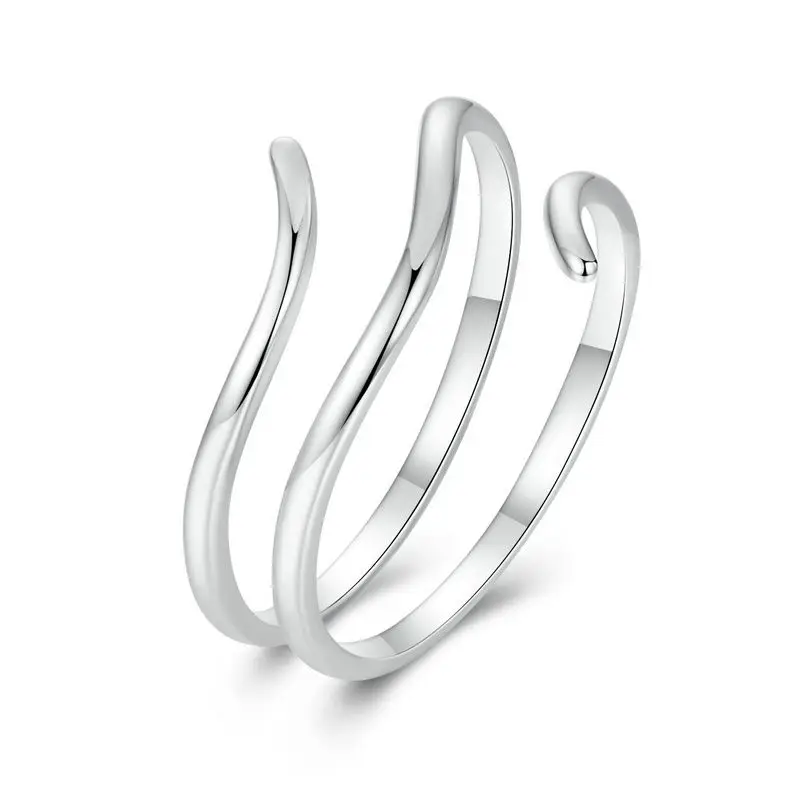 Elegant Adjustable Sterling Silver Zircon Open Ring