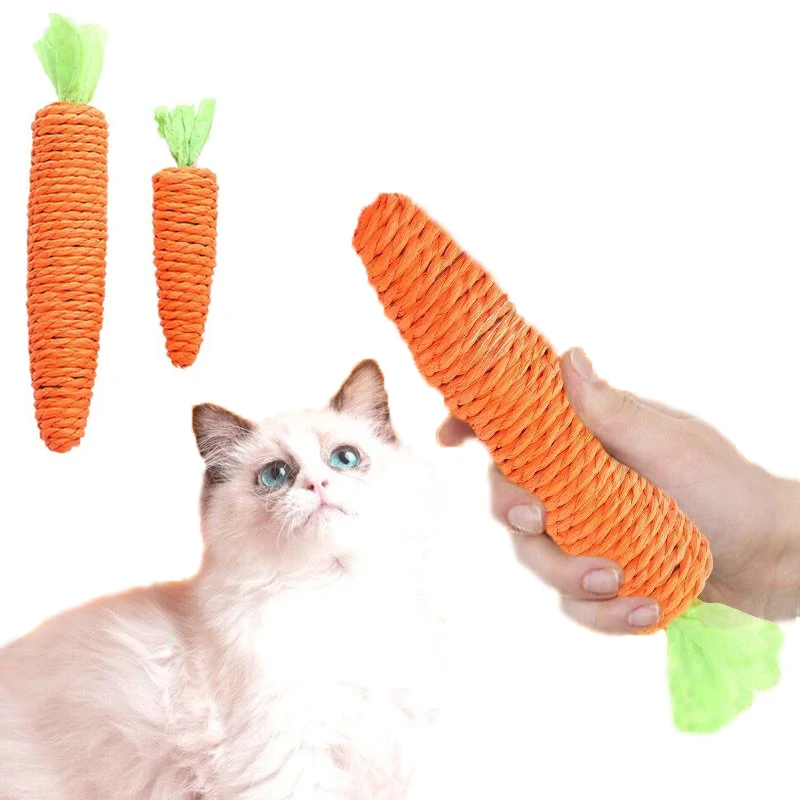 

Pet Cat Toys Paper Rope Cute Carrot Toy Built-in Bell Small Animals Interactive Pet Supplies аксесуари для котів