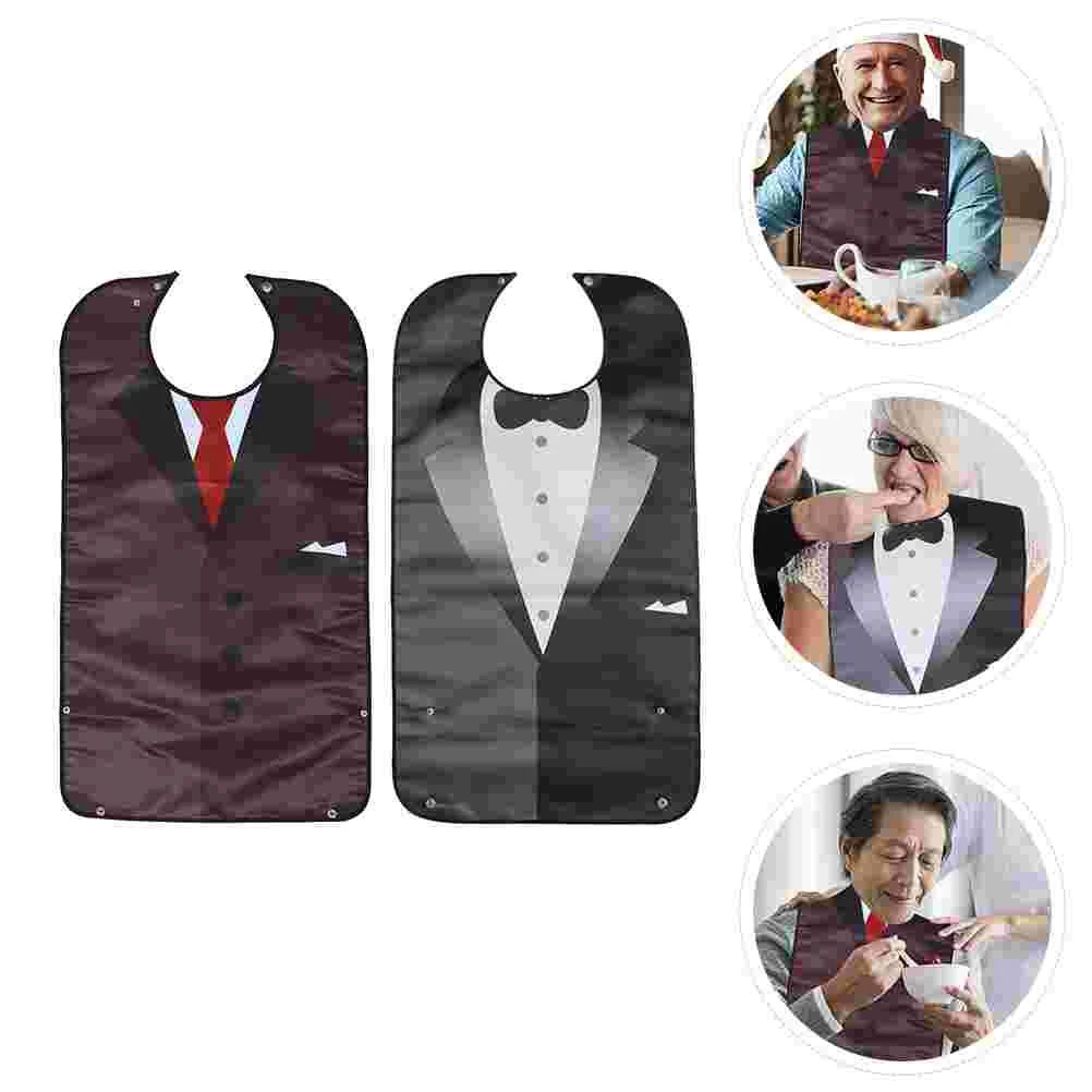 

2 Pcs Machine Washable Adult Bib Man Breastfeeding Clothes Patient Polyester Eating Apron