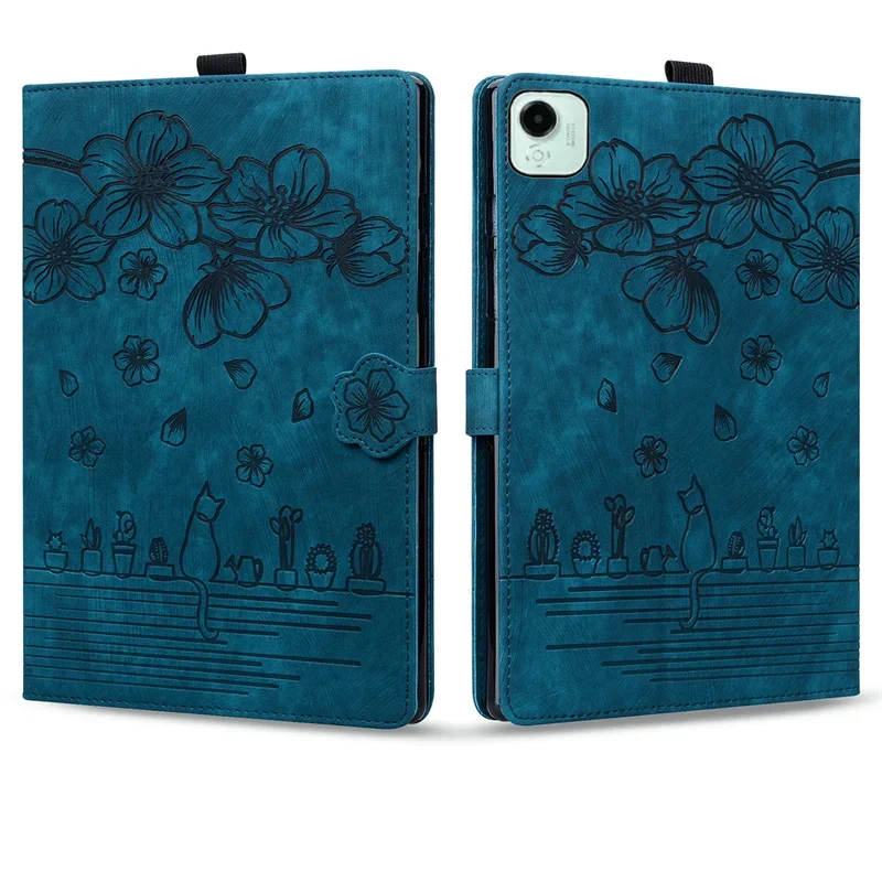 3D Flower Cat Embossed Wallet Folio Stand Tablet Case, 13.1