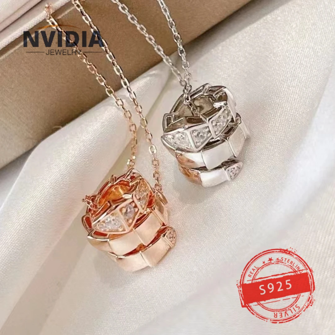 2024 Fashion Hot Selling Jewelry BV Customized S925 Silver Luxury Snake Bone Diamond Necklace Birthday Party Earrings Gift