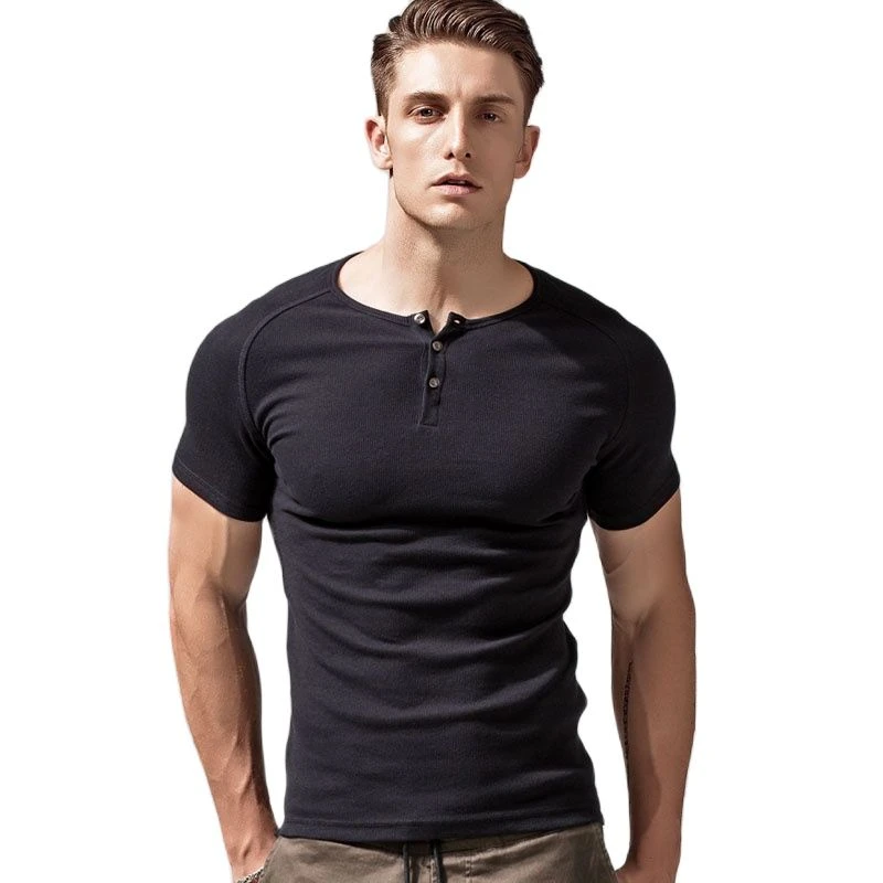 100% Merino Wool T Shirt Men Slim Fit Henley Shirt Men Merino Base Layer Top 160G Wicking Breathable Anti-Odor Asian Size