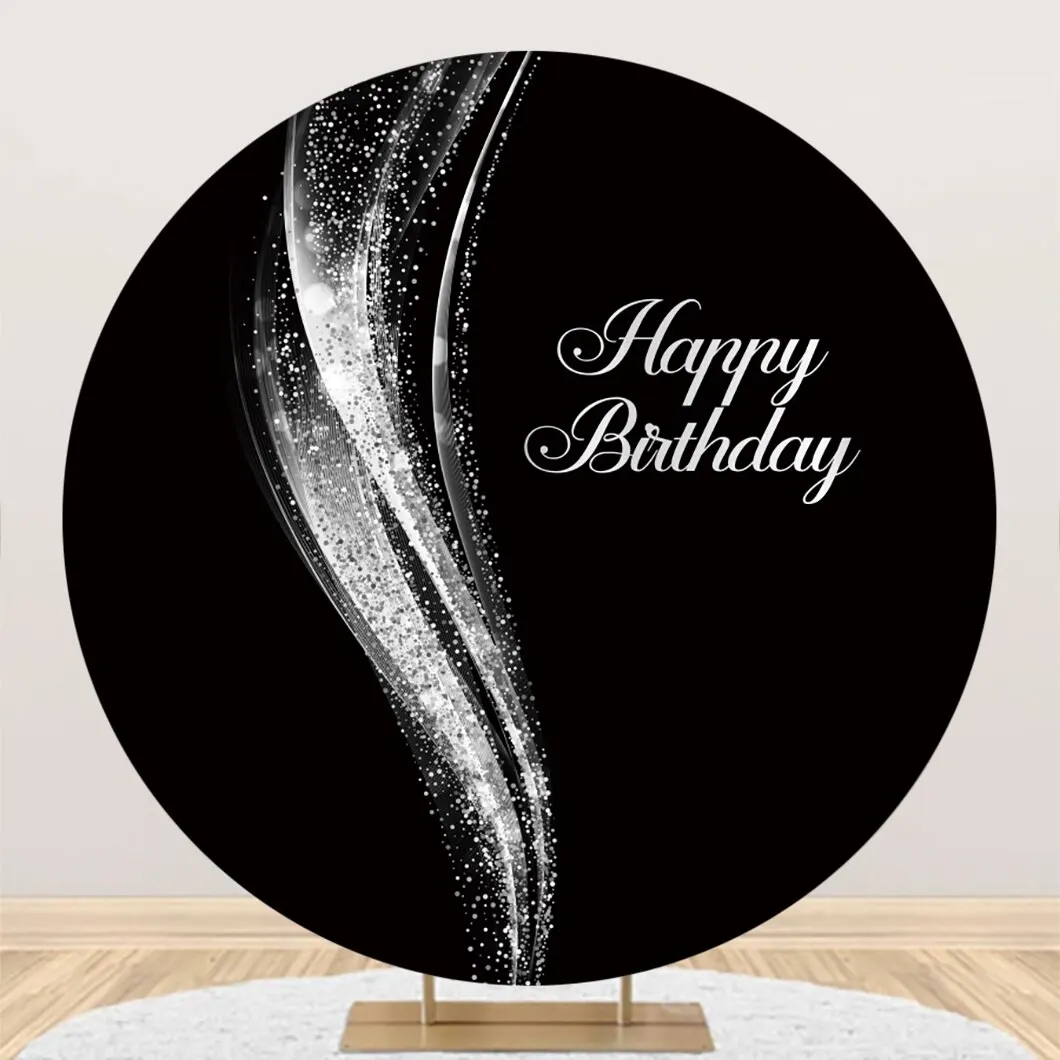 White Round Backdrop Cover for Party Black Pink Solid Color Circle Background Baby Shower Birthday Adult Portrait Wedding Decor