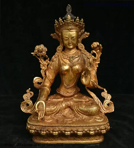 

Old Tibet Buddhism Bronze Gilt white tara kwan-yin GuanYin Goddess Buddha Statue