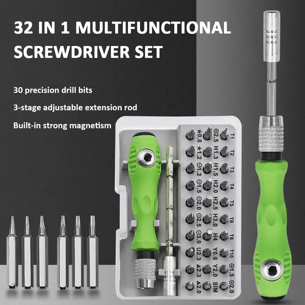 32 in 1 Multifunctional Screwdriver Set with 30 PCS Torx Phillips Magnetic Screw Driver Bits Hand Repair Tool for Phone 2030