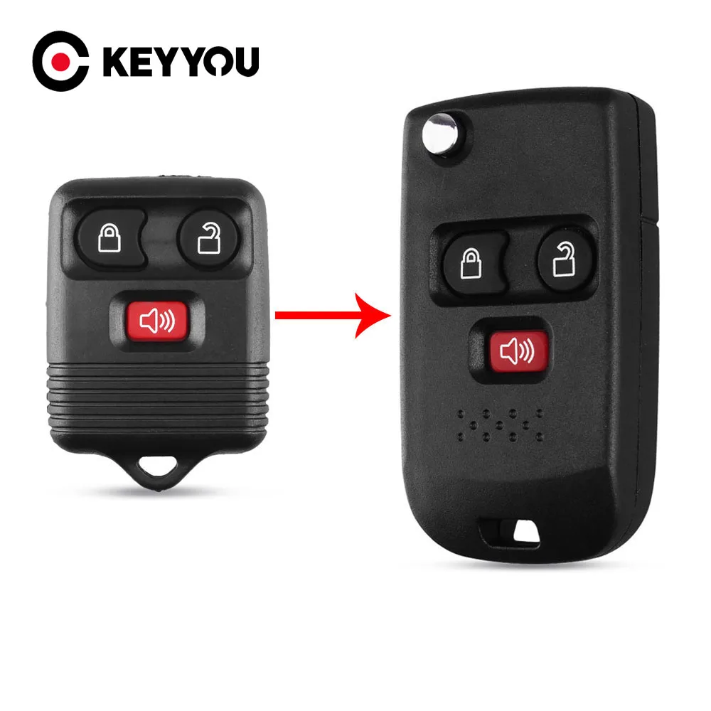 

Складной автомобильный пульт дистанционного управления KEYYOU 10X, брелок для 2001-2011 Ford Mercury Mazda, 3 кнопки, переключатель, модификация, чехол