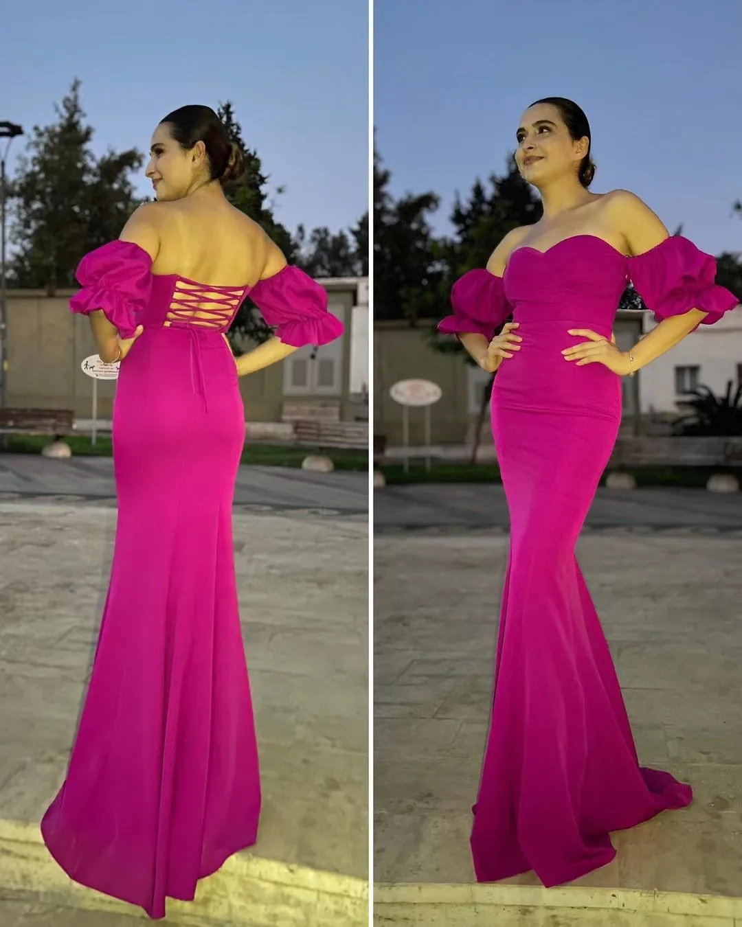 

Simple Mermaid Dresses for Prom Sweetheart Short Sleeves Wedding Guest Dress Lace Up Sexy Backless Formal Occasion Party Gowns