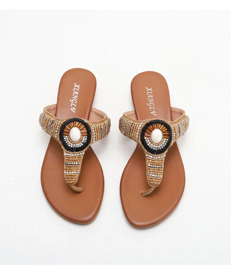 588-1  Sandals, Slippers, New Summer Fashion Outwear, Sea Vacation Edge, Ethnic Style Slope, and Rhinestone Slippers