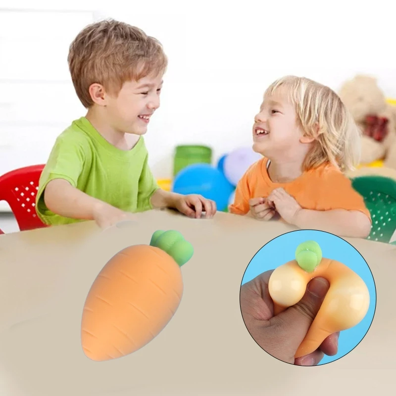 3.5In Hand Toy Squeeze Carrot Sensory Fidget Novelty Gag for ADD OCD Stress Release Realistic Vege Photostudio Props A2UB |