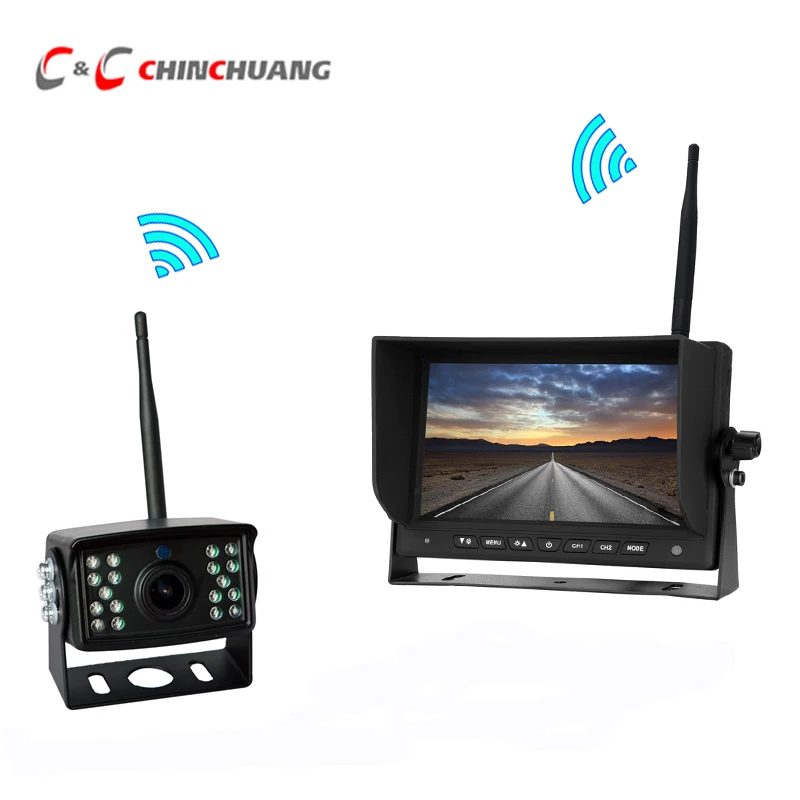 

Wireless 7 Inch Car Monitor Screen Rear View Back Up Camera for Truck Bus RV Trailer Excavator Rearview Image 12V-24V Display
