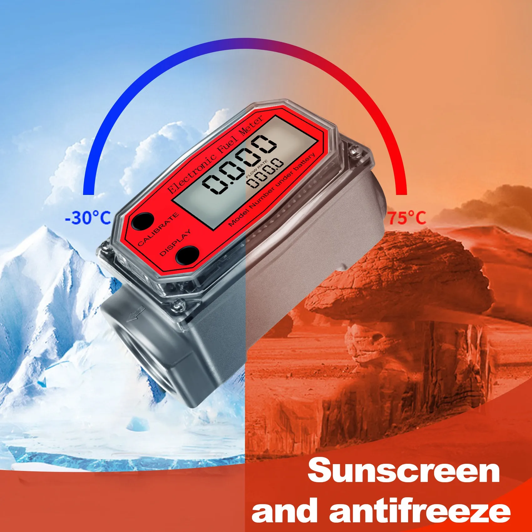 2INCH Counter Diesel Petrol Methanol Water Aluminum Alloy Durable Digital Turbine Flow Meter LCD Electronic Fuel Meter Flowmeter