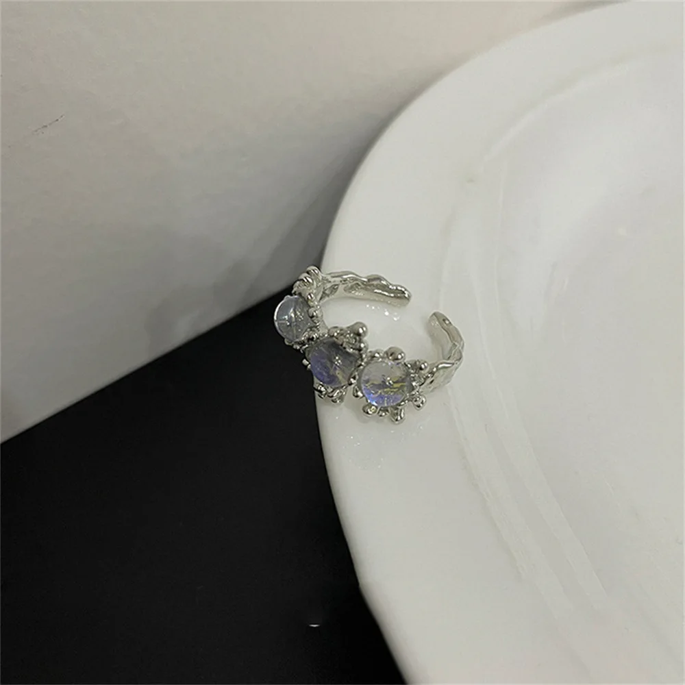 Set di anelli in argento Y2K in stile moda 2025, motivo a stelle e luna, stile retrò alla moda, adatto per donne e ragazze, feste, matrimoni_voghion.com