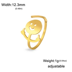 Skyrim Stickman Stainless Steel Ring - Funny Hip Hop Jewelry Gift - Resizable (Gold)