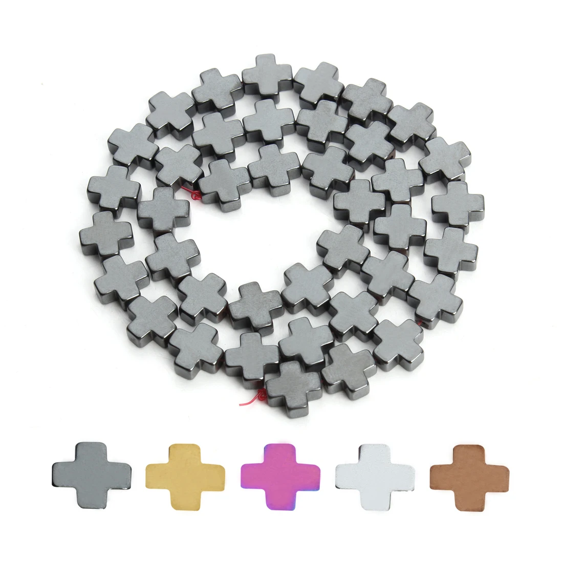Natural Hematite Stone Beads Multicolor Cross Shape Loose Spacer Bead for Jewelry Making DIY Bracelet Necklace Charm Accessories
