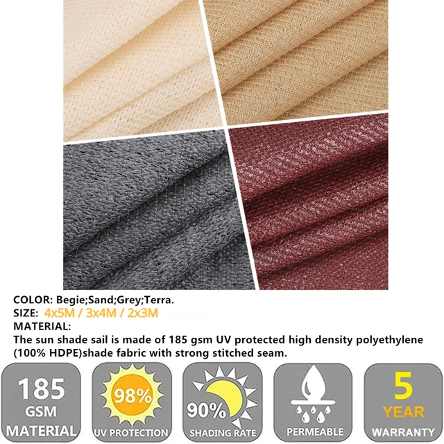 Igen, 185Gsm Hdpe Sun Shade Vitorlás Kötelekkel, Lombkorona - Image 2