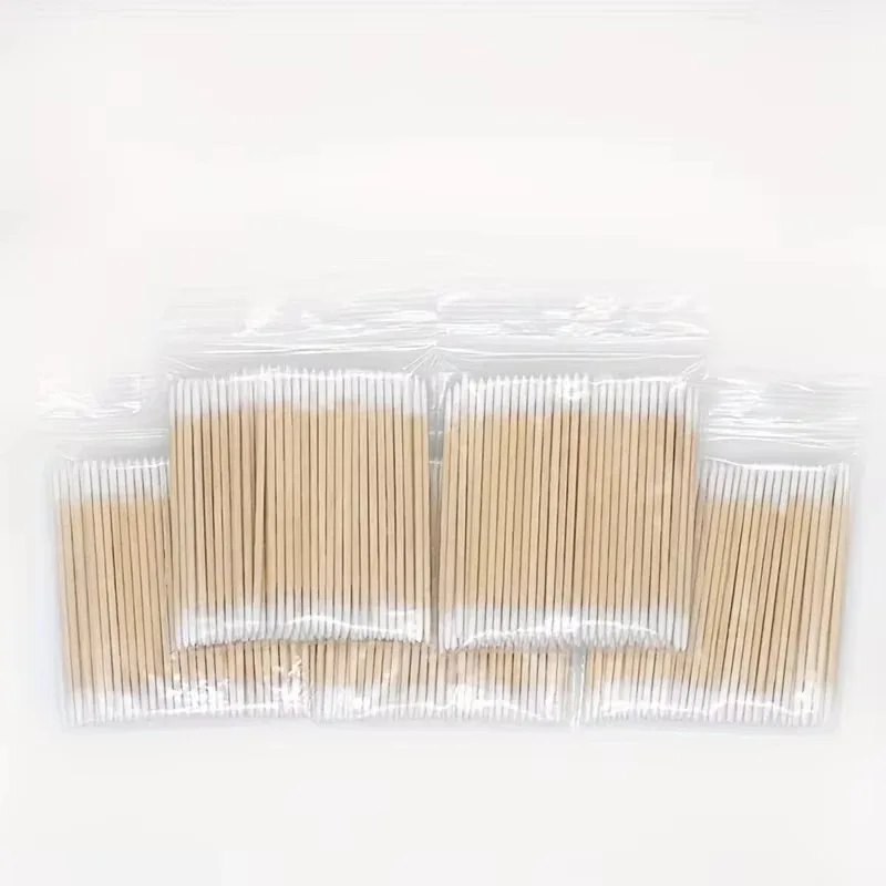 Disposable Ultra-small Micro Brushes Eyelash Extension Glue Removing Tools Double-end Wood Cotton Swab Lint-Free 7cm 4