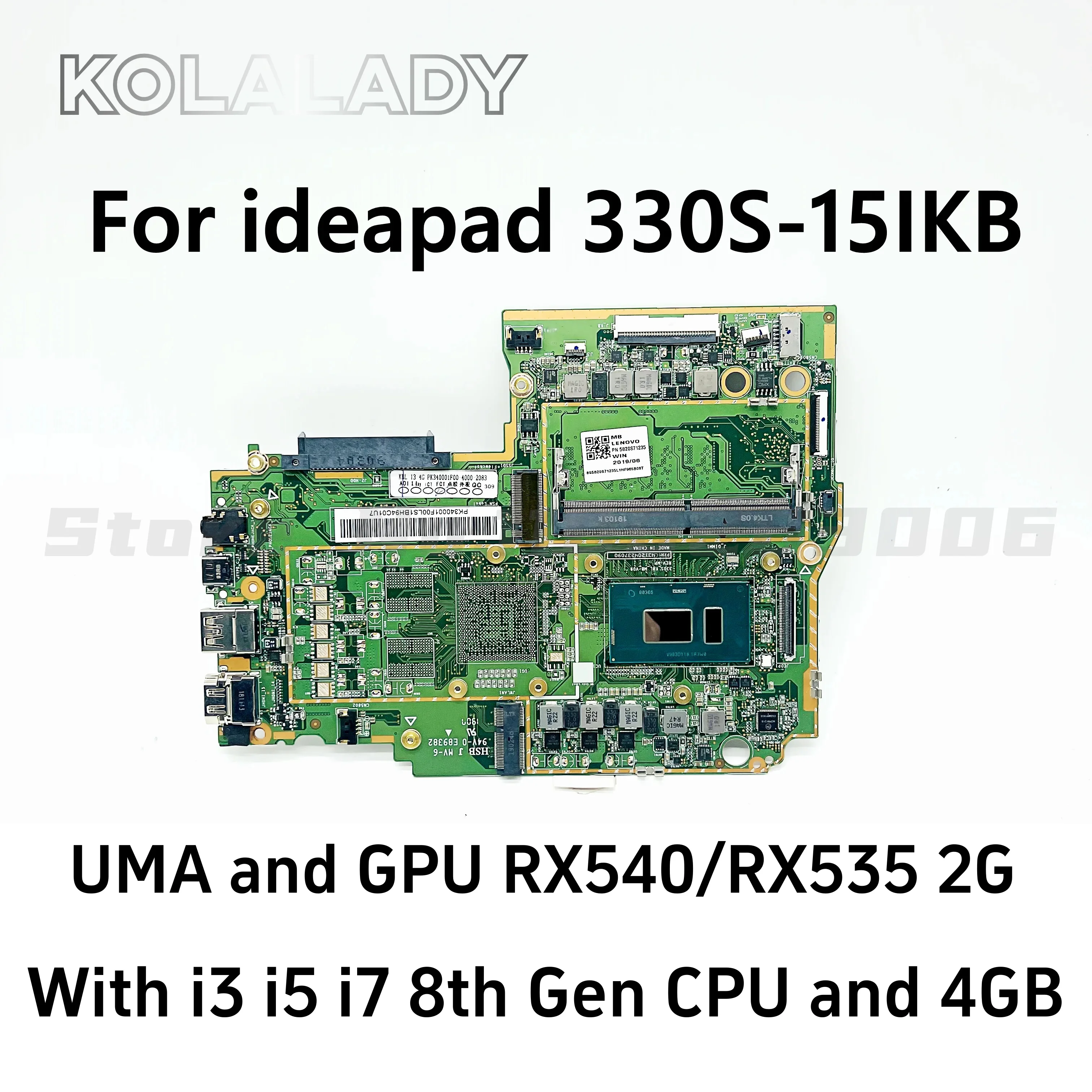 

5B20S71235 для ноутбука Lenovo ideapad 330S 330S-15IKB материнская плата с i3 i5 i7 8-го поколения 100% тестовая работа FRU 5B20R07220 330S_KBL_MB