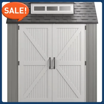 7x7 ft Resin Outdoor Storage Shed with Floor – Weather Resistant, Gray 1