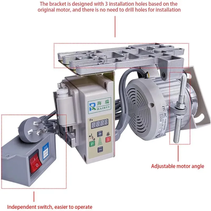 Sewing Machine Energy Saving Servo Motor 220V 550W Mute Electronic Brushless Motor for Flatbed Double Needle Sewing Machine 2
