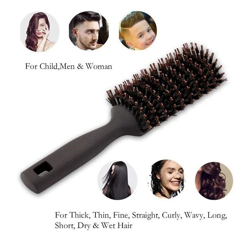Hair Brush Anti Static Boar Bristles Comb Quick Dry Professional Salon