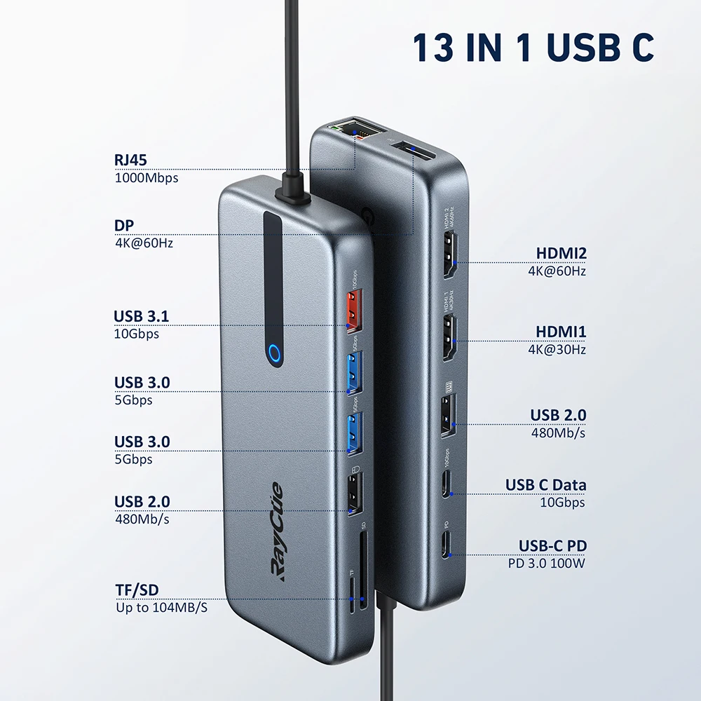 RayCue USB-C ドッキングステーション - デュアルモニター Amazon.co.jp: RayCue USB-C ドッキングステーション - デュアル