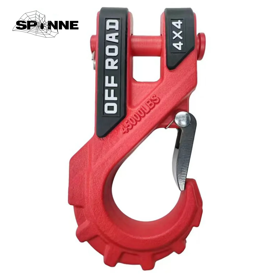 3/8" Winch Hook Heavy Duty Max 20 Ton Forged Steel Rubber Protector Winch Tow Clevis Slipfor Synthetic Rope Cable ATV car winch hook