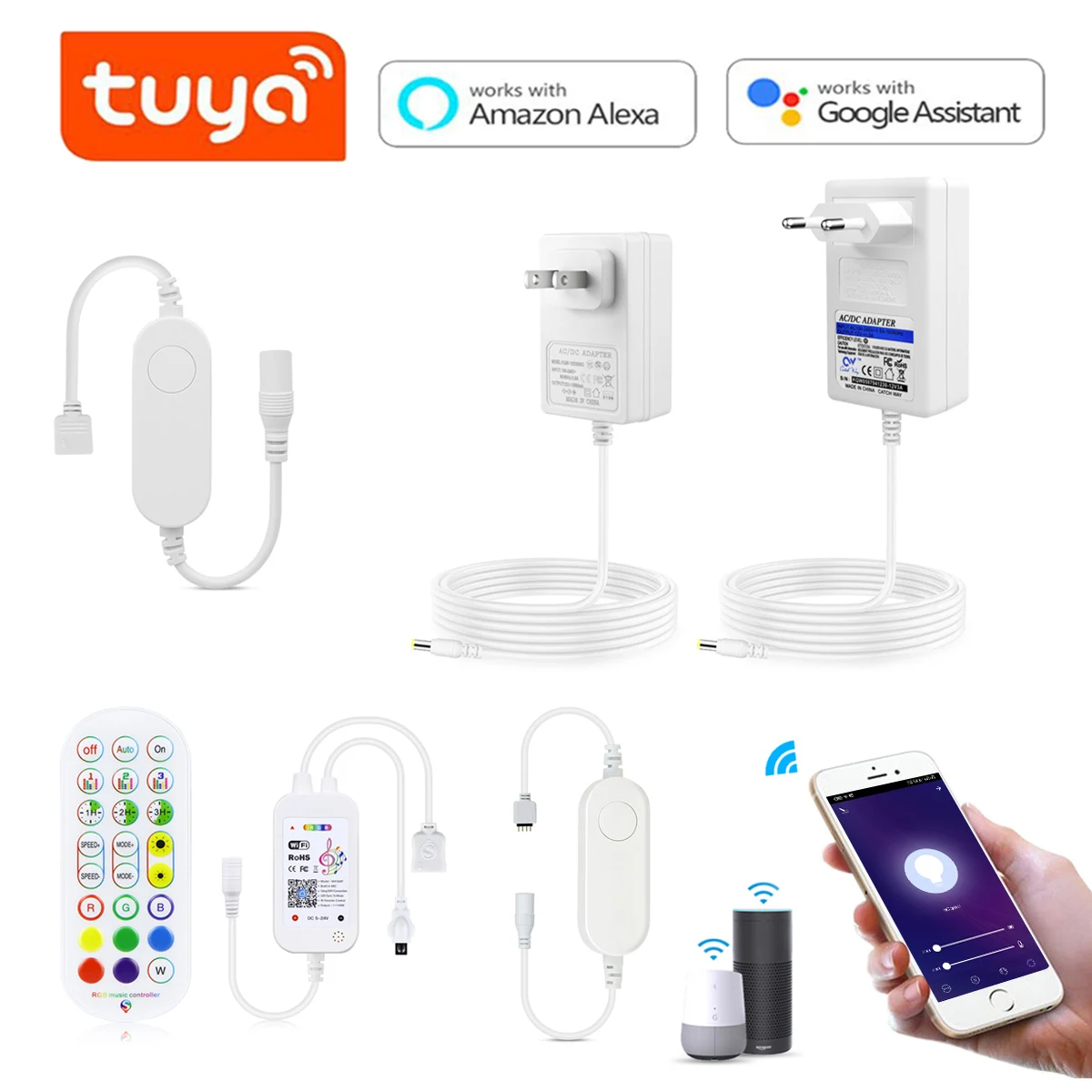 รูปสินค้า WiFi Controller สำหรับ LED Strip Light พร้อมปลั๊ก EU/US