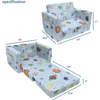 Kids Sofa Couch,Toddler Children 2-in-1 Convertible Sofa to Lounger, Comfy Flip-Out Couch/Sleeper, Rocket Outer Space Chair 2